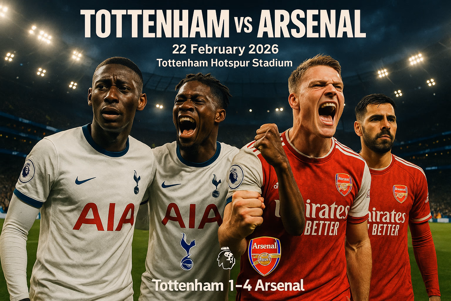 Tottenham 1-4 Arsenal — Leaders Stretch Their Advantage